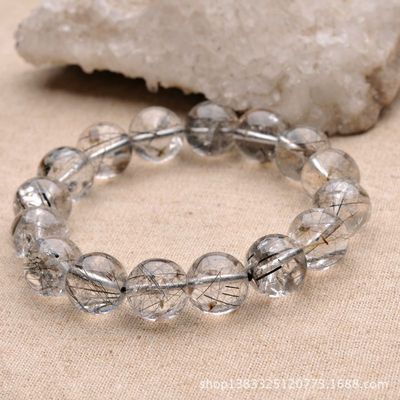 純天然15mm巴西黑發(fā)晶圓珠手鏈——東?？h盛飾珠寶匠心之作